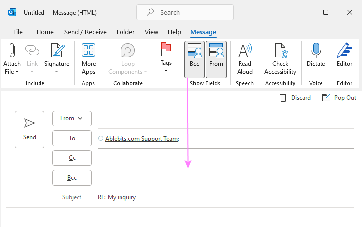 How to Bcc in Outlook manually and automatically