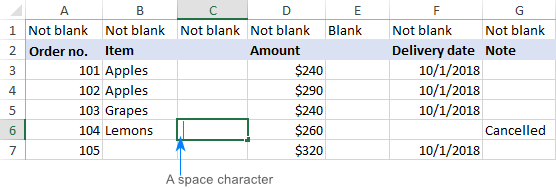 Find out why a specific column in not blank.