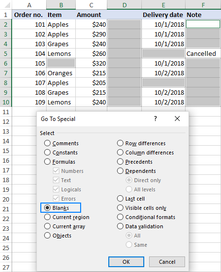 excel mac os x selecting row above mouse