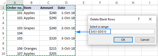 excel for mac delete empty rows