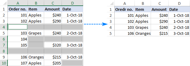 excel for mac remove blank rows