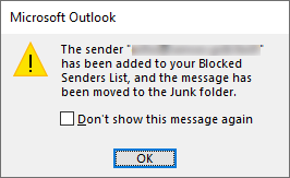 Confirm blocking the sender.