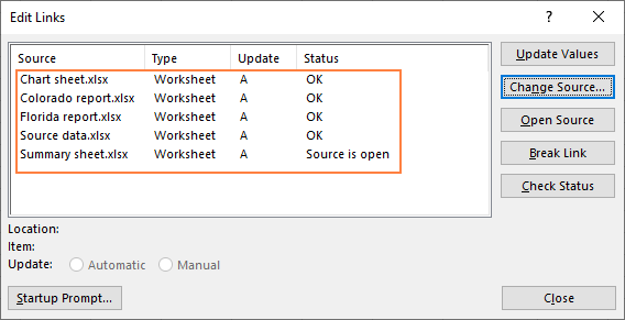 find broken links excel