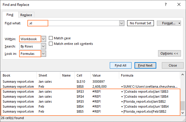 Excel Links Not Working