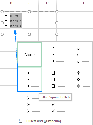 add bullets to table word for mac