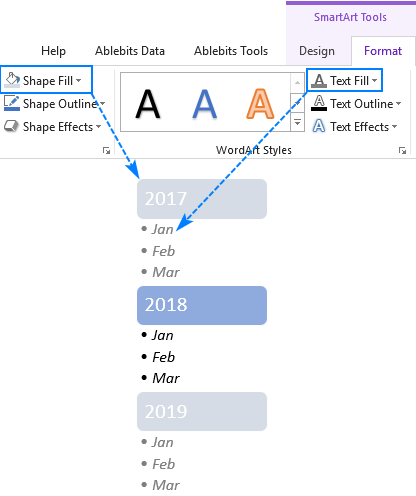 Customizing the SmartArt bullet list