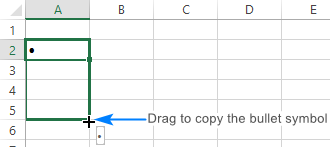 what is the shortcut for bullet points in excel