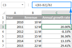Calculating a yearly growth rate