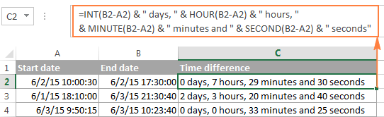 A user-friendly Excel time difference formula