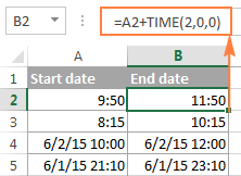 add time calculator in excel