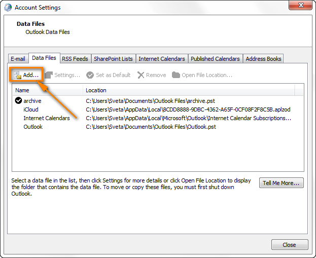 Use Control Panel to create a new Outlook profile.