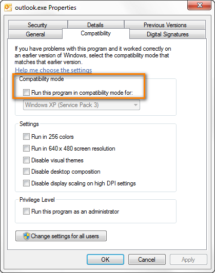 office 2016 outlook compatibility mode