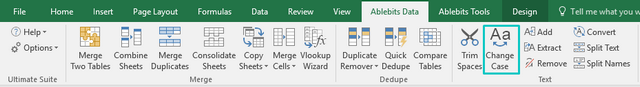 Where to find Change Case in Excel