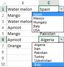 Coping dependent drop-down lists to other columns