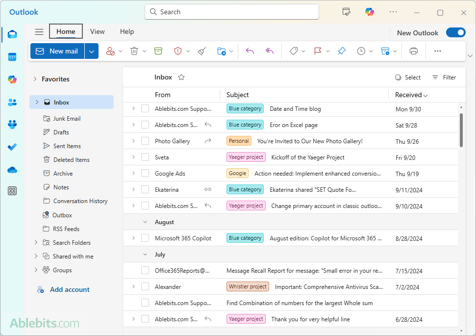 Color categories in the new Outlook