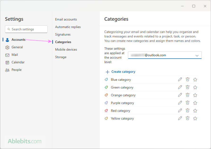 Color categories in the new Outlook