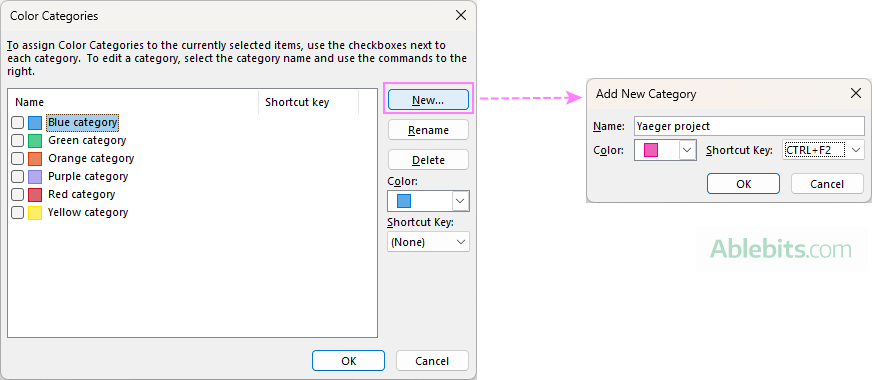 Add a category in Outlook