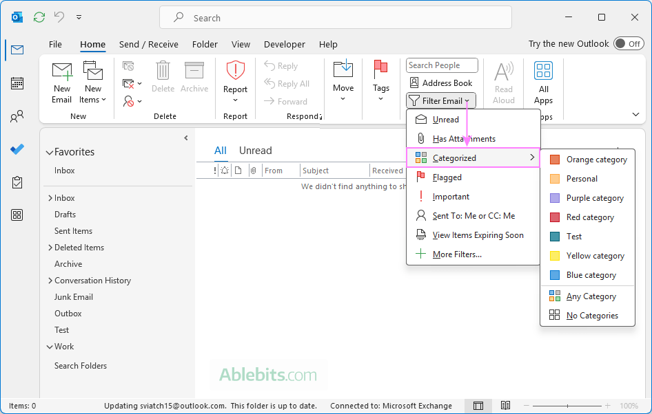 Filter by category in Outlook. Filter by category in Outlook.