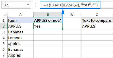 Check if each value in a column is exactly the same as in another cell
