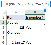 Excel formula: Identify cells with numbers