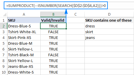 Another way to check if a cell contains one of many things
