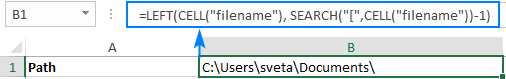 A formula to get the file path without the workbook and sheet names