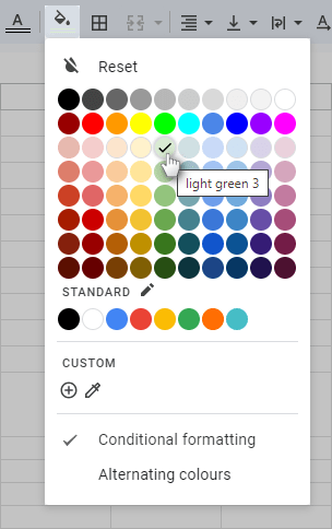 How to quickly check the cell color.