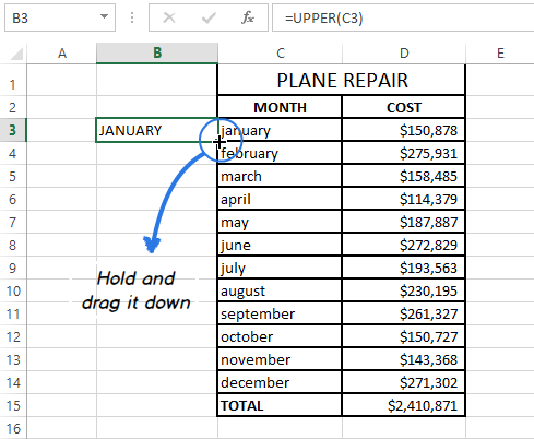 Select the cell and drag the fill handle down to copy the formula.