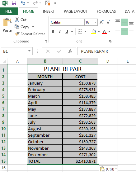  Click Paste or press Ctrl + V to paste the changed table back in Excel.