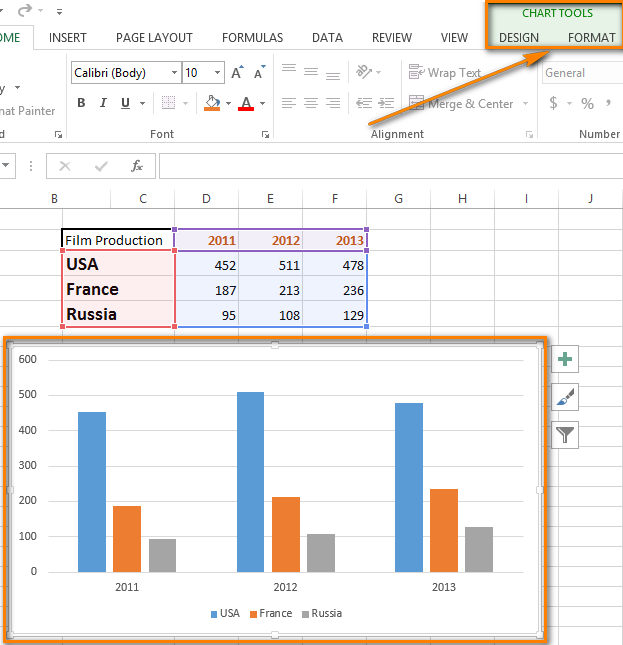 assign table tool designs in excel