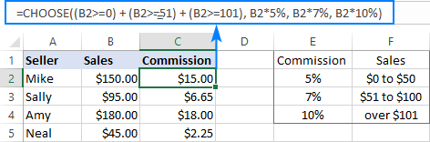 CHOOSE formula to perform different calculations based on condition