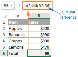 An accidental circular formula in Excel