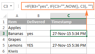 A circular formula to insert a time stamp in Excel