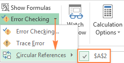 Checking the workbook for circular references