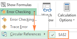 how to turn off circular reference in excel for mac