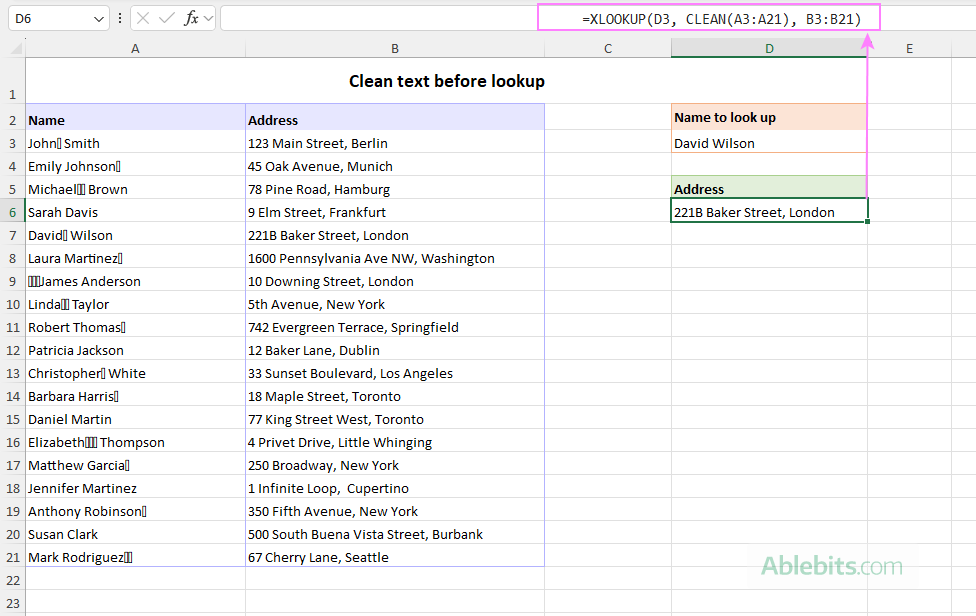Clean Excel data before doing search or lookup.
