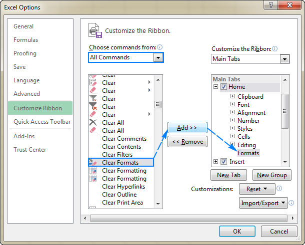 clear formating excel for a mac