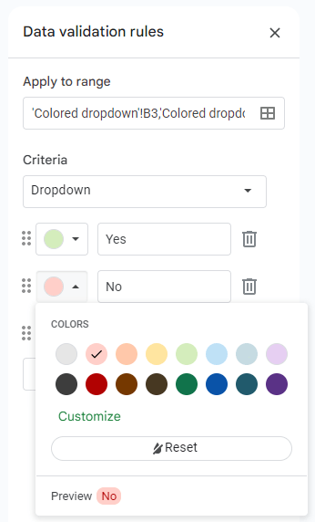 Add colors to the dropdown items.