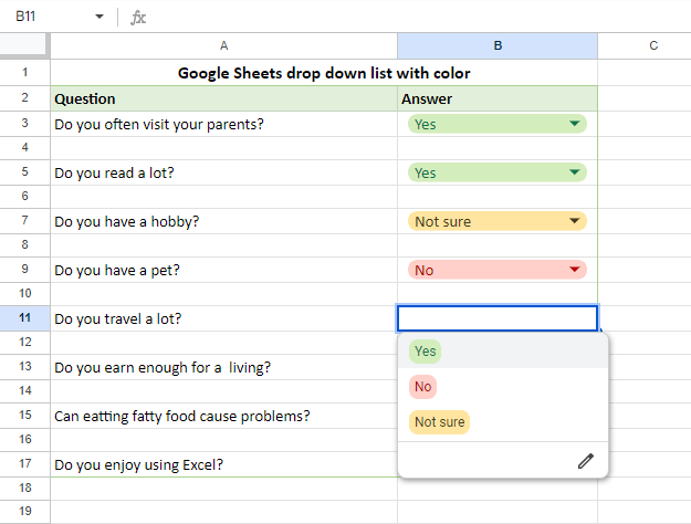 How To Add A Color Coded Drop Down List In Excel