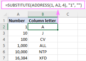 Convert Excel column number to letter.