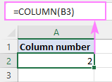 Getting a column number of a specific cell