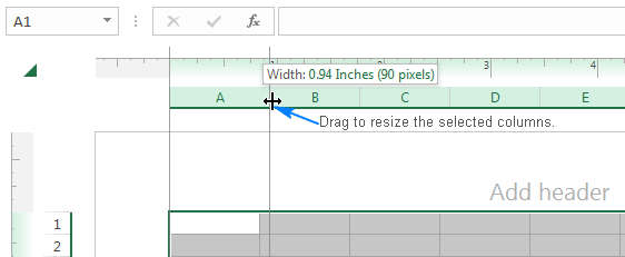 Setting the column width in inches