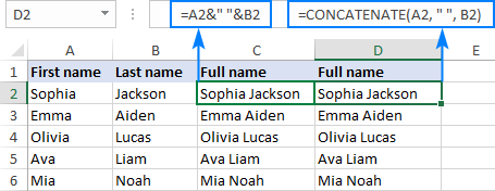 How to Combine First and Last Name in Google Sheets