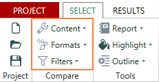 Select the content type(s) you want to compare.