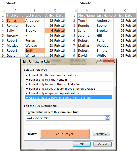 compare two excel sheets for differences excel for mac