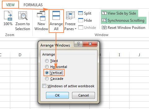 excel for mac view side by side