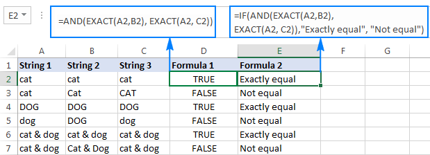 Comparing multiple strings exactly including character case