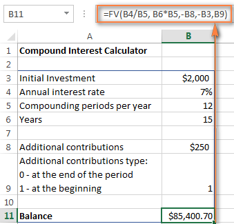 Compound interest deals on excel