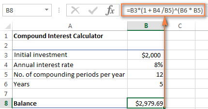 Simple interest deals formula in excel