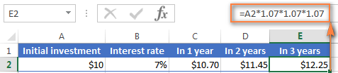 Another way to calculate the balance after 3 years with annual compound interest